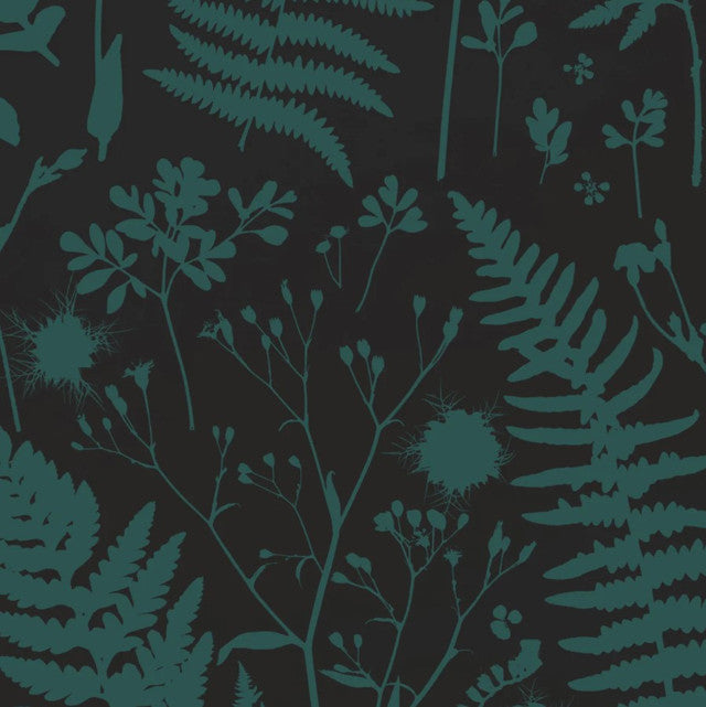 Forage Wallcovering by Makelike - Green on Black