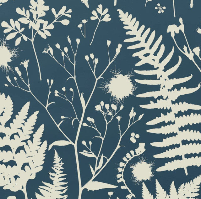 Forage Wallcovering by Makelike - Parchment on Blue