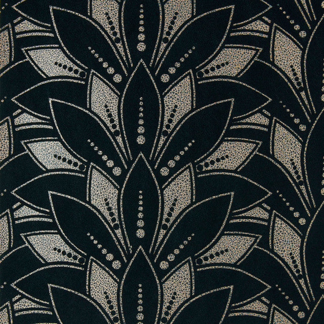 Astoria Flock Wallcovering by Maxwell - Jet