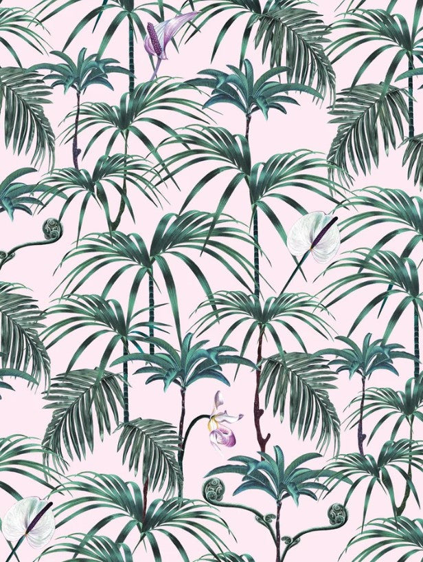 Elysian Palms Wallcovering by Witch & Watchman - Pink