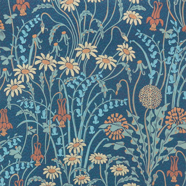Flower Meadow Wallcovering by Maxwell - Prussian Blue
