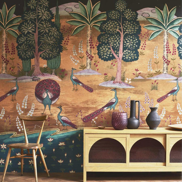 Garland of Ragini Wallcovering by Maxwell - Night