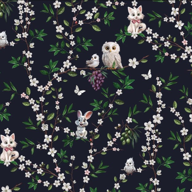 Kawaii Wallcovering by Witch & Watchman - Navy