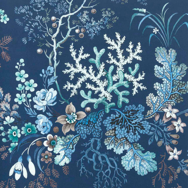 Kilburn's Coral Wallcovering by Maxwell - Ocean Blue