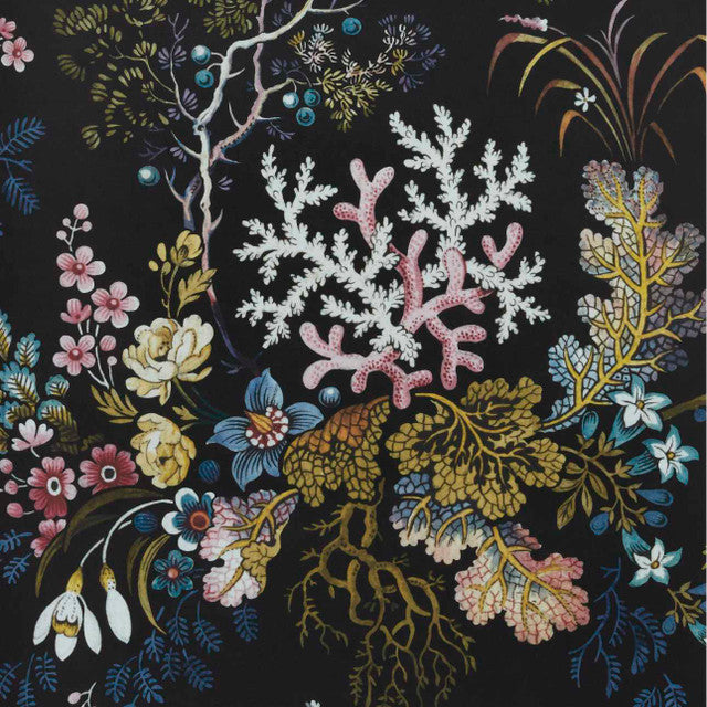 Kilburn's Coral Wallcovering by Maxwell - Midnight