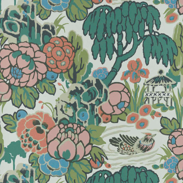 Mandarin Garden Wallcovering by Maxwell - Coral