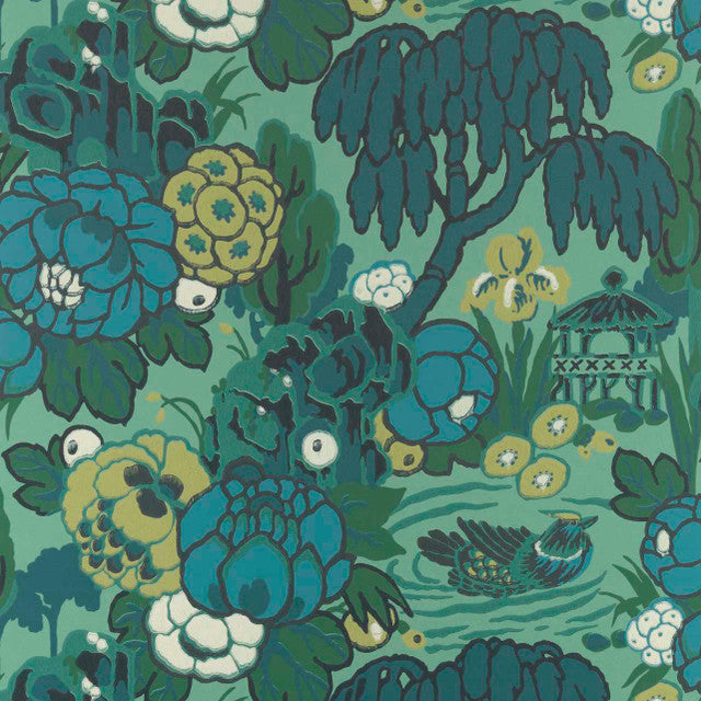 Mandarin Garden Wallcovering by Maxwell - Jade