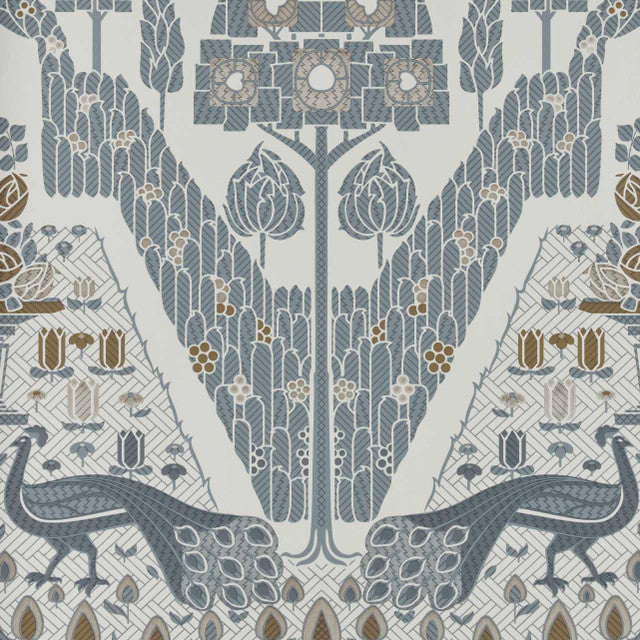 Peacock Topiary Wallcovering by Maxwell - Monochrome
