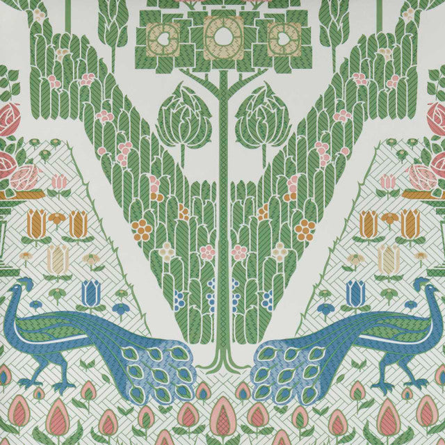 Peacock Topiary Wallcovering by Maxwell - Fern