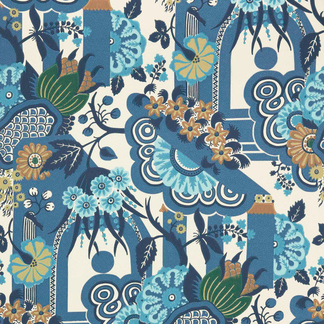 Pineapple Garden Wallcovering by Maxwell - Cobalt