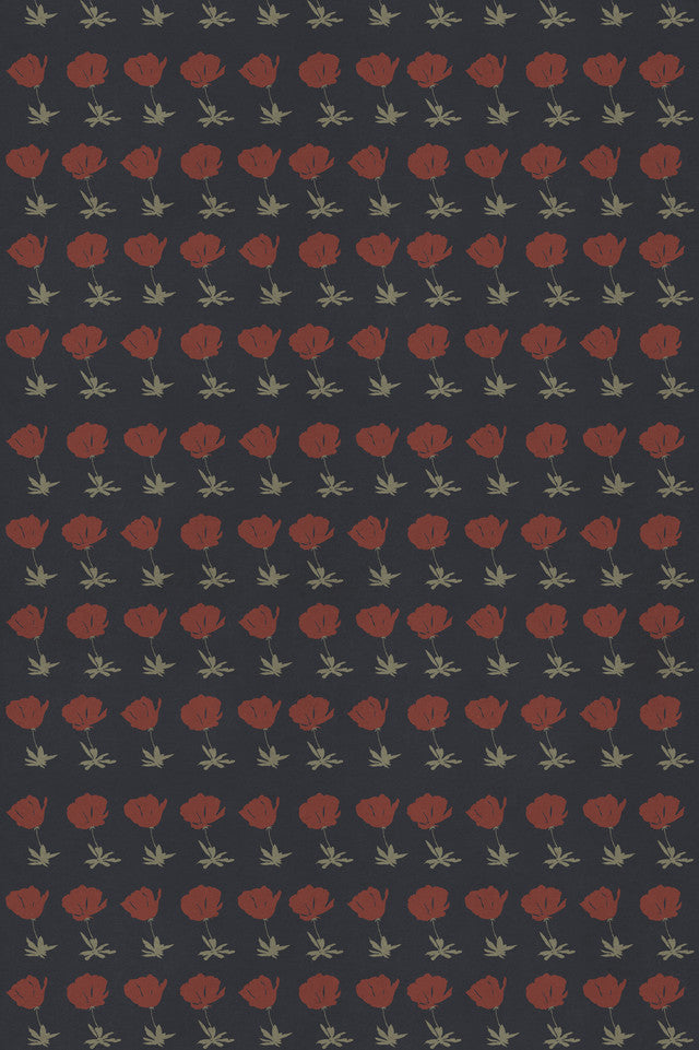 Poppy Fields Wallcovering by Papier - Nightfall Haze