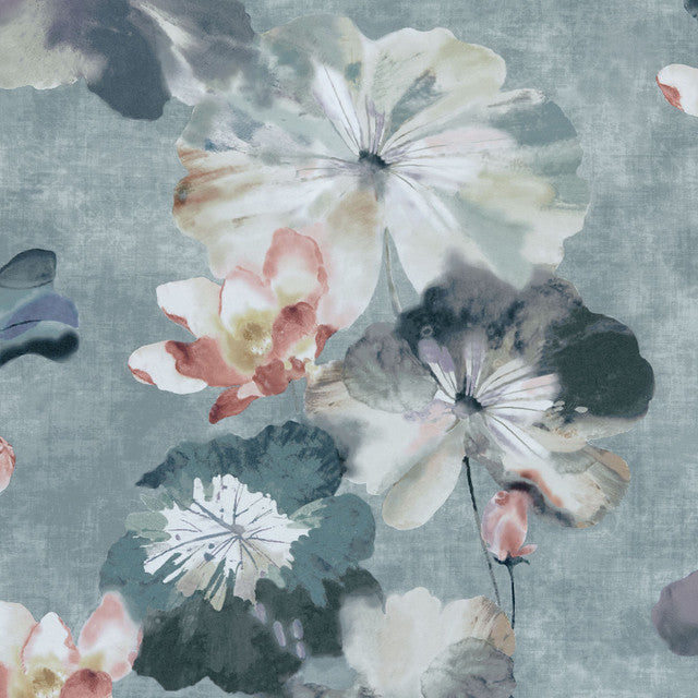 Water Lilies Wallcovering by Maxwell - Mineral