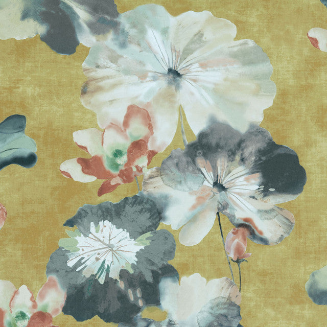 Water Lilies Wallcovering by Maxwell - Honey