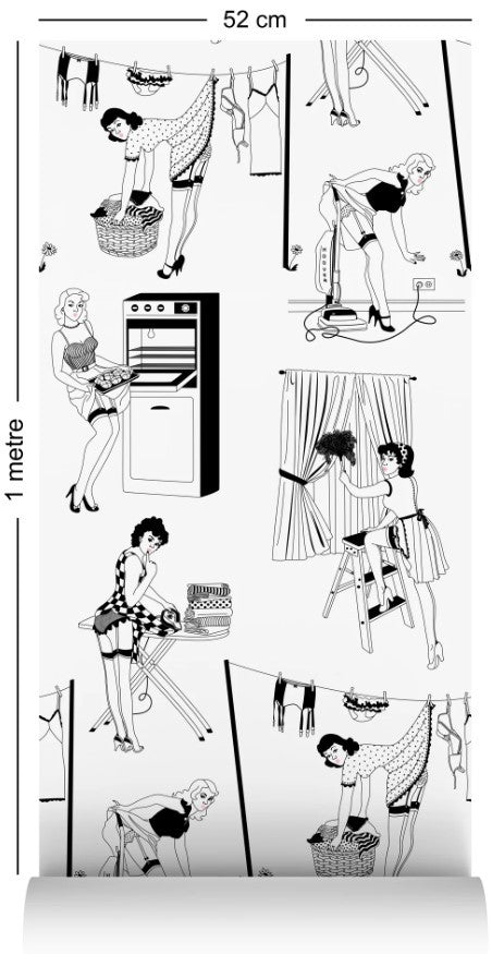 50's Housewives Wallcovering by Dupenny - Pink Lips