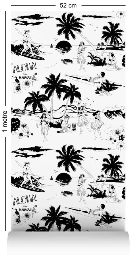 Aloha! Wallcovering by Dupenny - Black and White