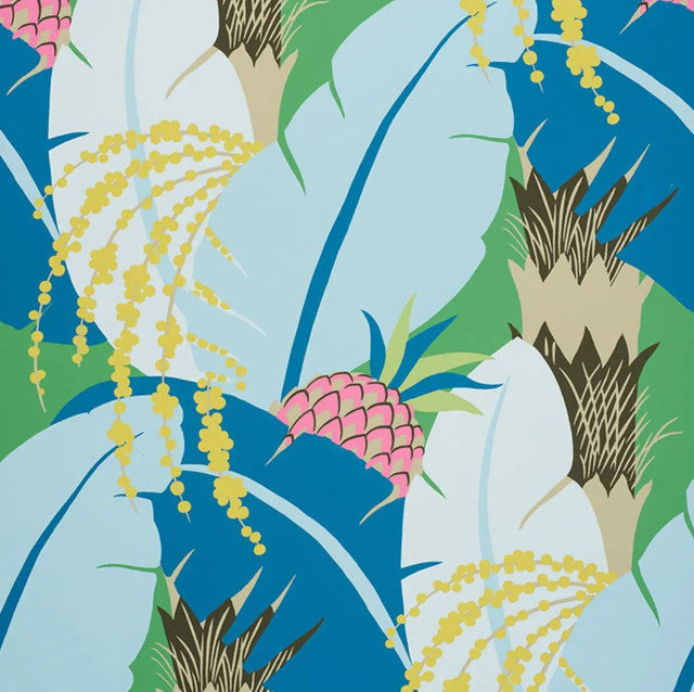 Ananas Wallcovering by Schumacher - Peacock