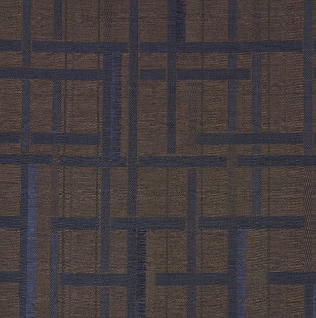 Axel Plaid Wallcovering Wallcovering by Schumacher - Navy/Espreso