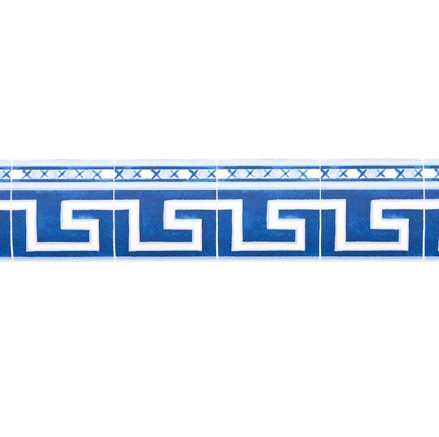 Azulejos Border Wallcovering by Schumacher - Azure