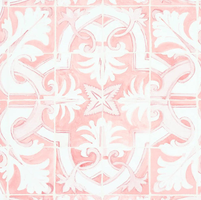 Azulejos Wallcovering by Schumacher - Pink