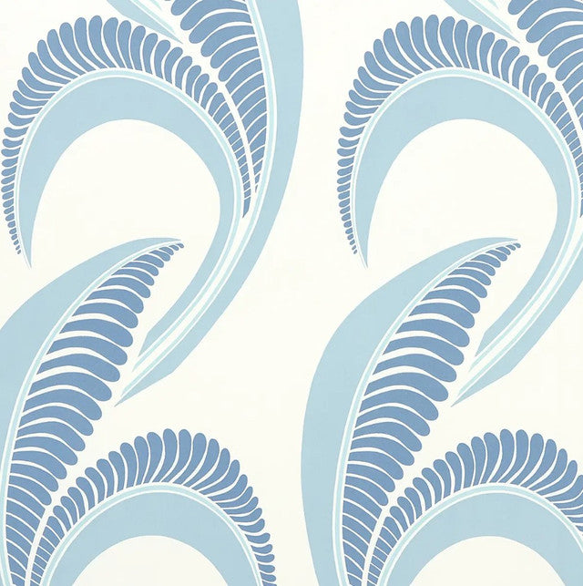 Banana Leaf Wallcovering by Schumacher - China Blue
