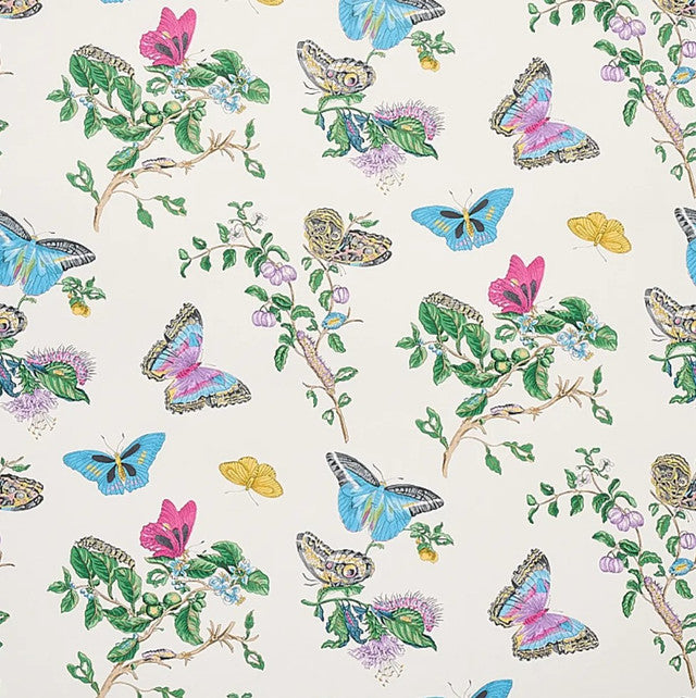 Baudin Butterfly Wallcovering by Schumacher - Turquoise