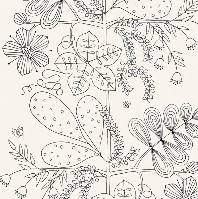 Blommen Wallcovering by Schumacher - Noir/Blanc