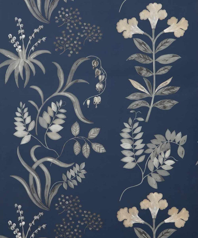 Botanical Stripe- WP Wallcovering by Liberty of London - Pewter Blue