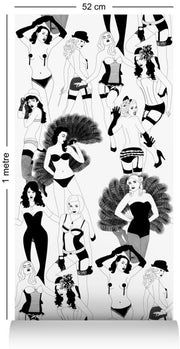 Burlesque Wallcovering by Dupenny - B&W