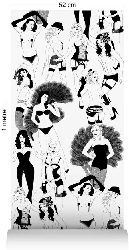 Burlesque Wallcovering by Dupenny - B&W