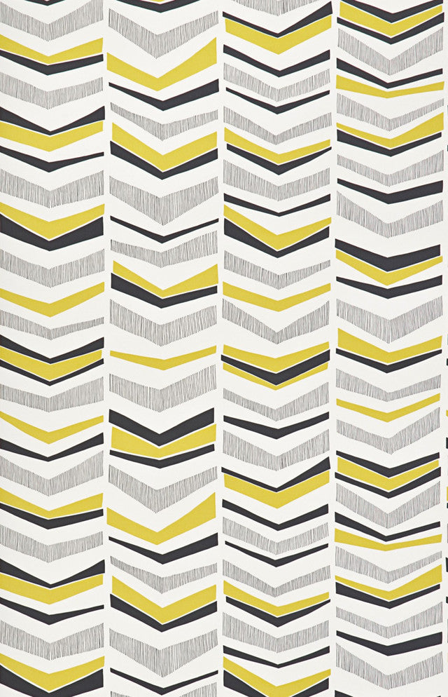 Chevron Wallcovering by MissPrint - Mustard FLower