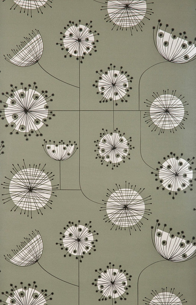 Dandelion Mobile Wallcovering by MissPrint - French Grey WIth White