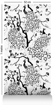 Dupenny Peacock Wallcovering by Dupenny - Black and White