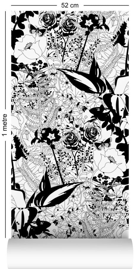 English Garden Wallcovering by Dupenny - Black and White