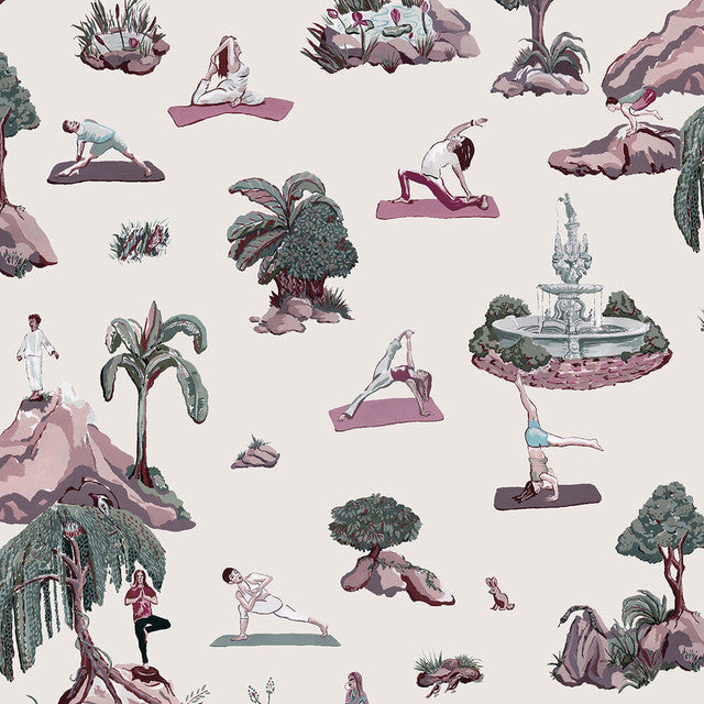 Forest Yoga Wallcovering by Merenda Wallpaper - Overcast