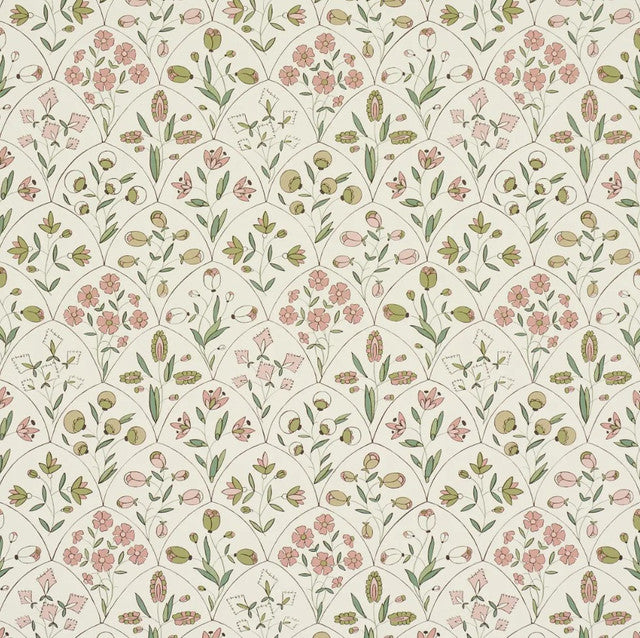 Frances Scallop Floral Wallcovering by Schumacher - Petal