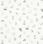 Good Dogs Everywhere Wallcovering by Schumacher - Black & White