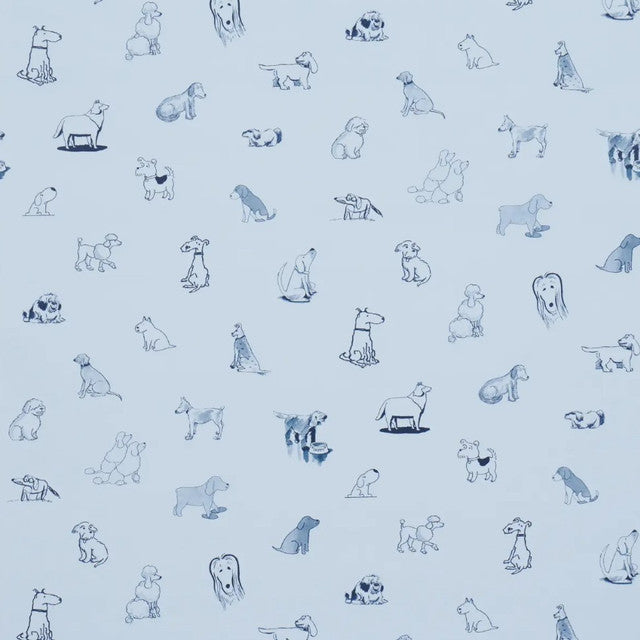 Good Dogs Everywhere Wallcovering by Schumacher - Sky & Navy Blue
