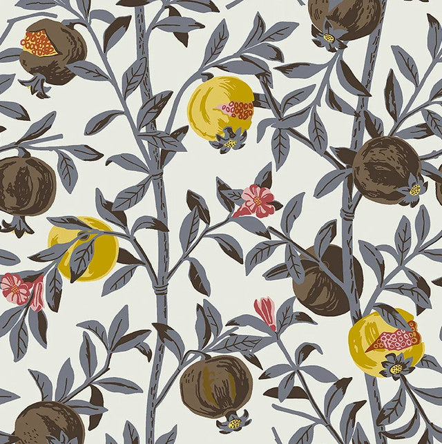 Granatapple Wallcovering by Schumacher - Slate & Ochre
