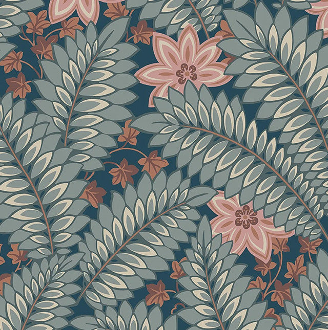 Hidden Ivy Wallcovering by Schumacher - Blue