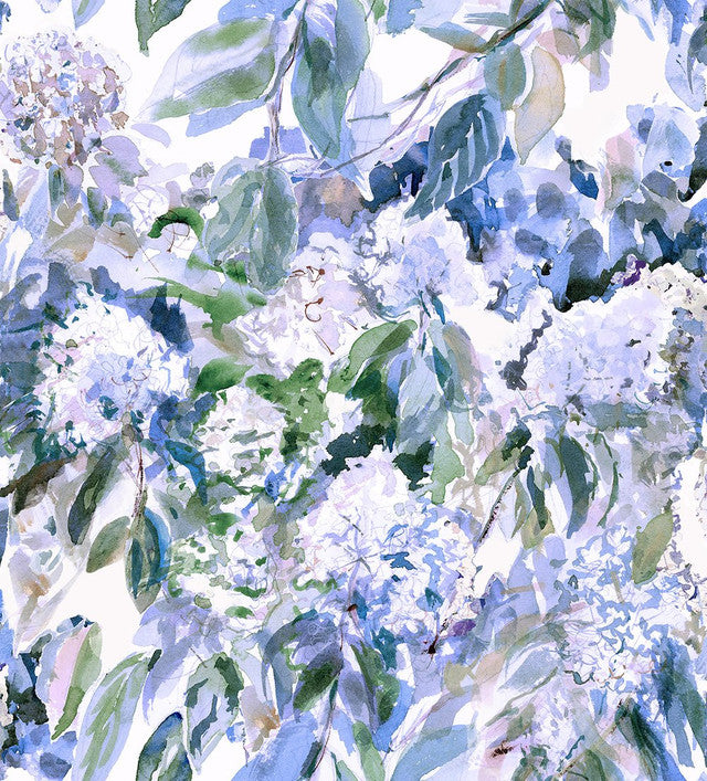 Hydrangea Garden Wallcovering by Merenda Wallpaper - Blue Lace Agate