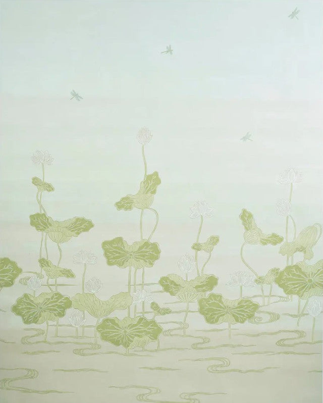 kireina-lotus-panel-set-wallcovering-by-schumacher-temp - White Ivory