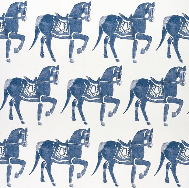 Marwari Horse Wallcovering by Schumacher - Navy