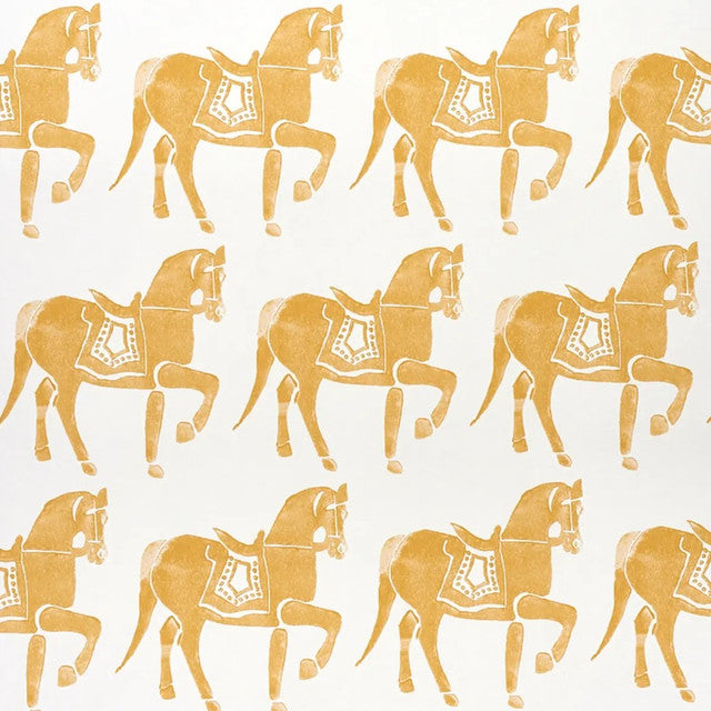 Marwari Horse Wallcovering by Schumacher - Mustard