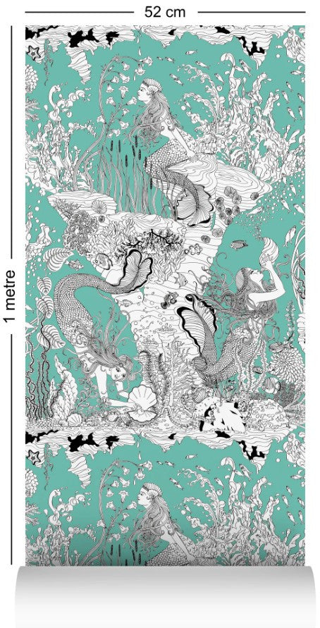 Mermaids Wallcovering by Dupenny - Aqua