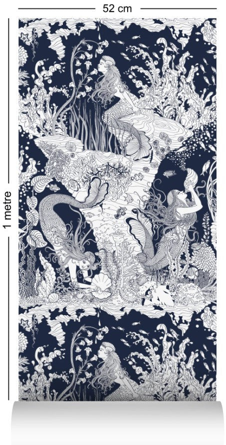 Mermaids Wallcovering by Dupenny - Navy