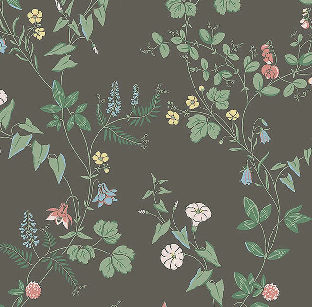 Midsummers Eve Wallcovering by Schumacher - Charcoal