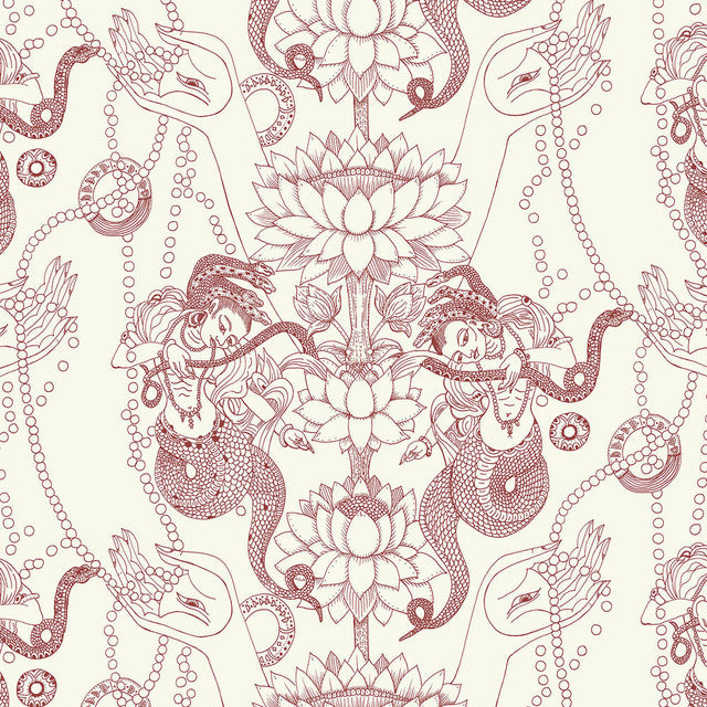 Naga Lotus Wallcovering by Merenda Wallpaper - Marsala
