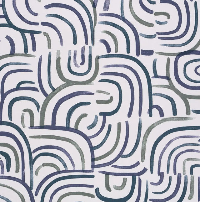 New Beat Wallcovering by Schumacher - Blue & Green