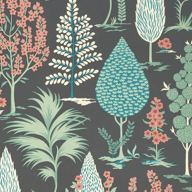 Pandora Wallcovering by Schumacher - Onyx & Jade