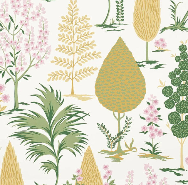 Pandora Wallcovering by Schumacher - Yellow & Pink